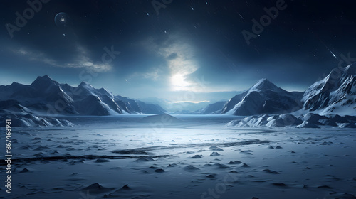 Denmark Greenland ice snow mountain starry sky night winter