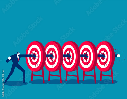 Perfect performance and achievement. Business Reaching the target vector concept