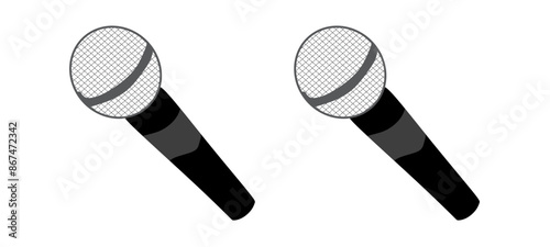 Modern microphone for voice, music, sound, speak, radio recording. Outline. Vector illustration. Pop, disco, jazz, blues, rock equipment. Hand drawn