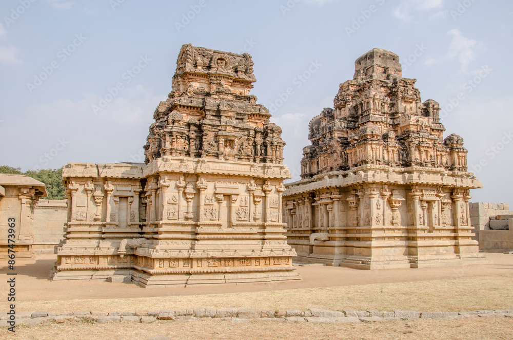Naklejka premium Hazara Rama temple, Ancient architecture, Unesco world heritage site, Hampi, Karnataka, India, Asia.