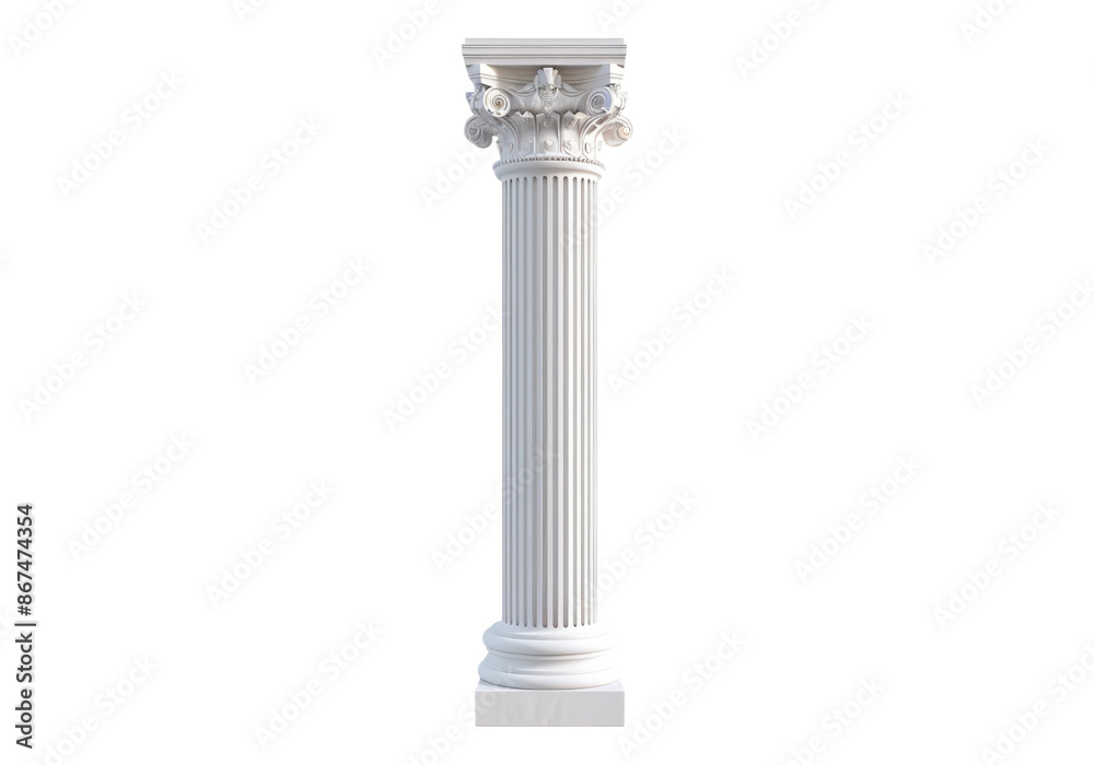 White concrete column isolated, transparent background, PNG, cutout. White concrete column isolated, transparent background, PNG, cutout.