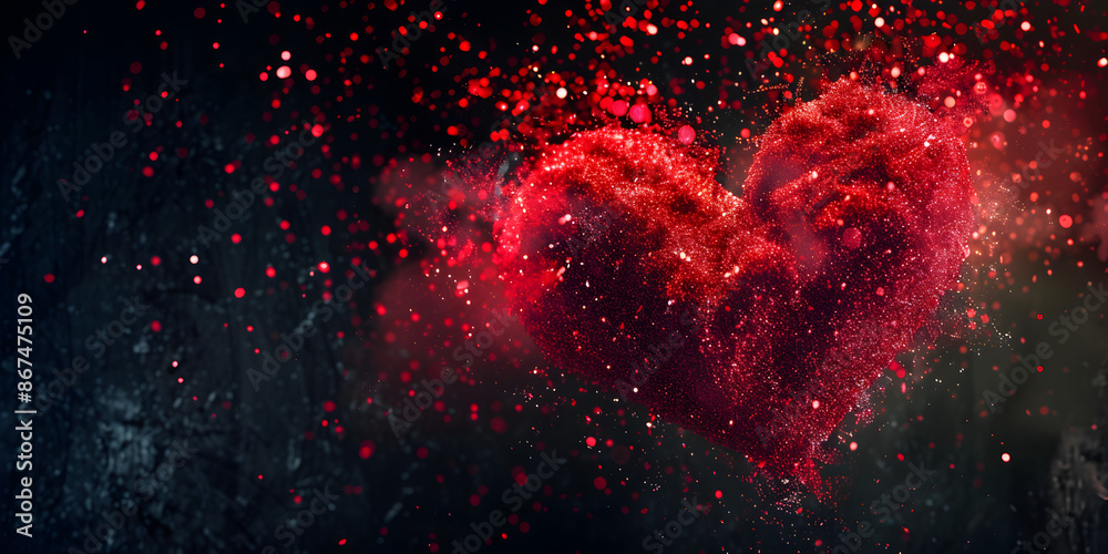 Explosive Valentine's Day Heart Bursting with Red Confetti and Passionate Love, Creating a Spectacular Celebration Explosive Valentine's Day Heart Bursting with Red Confetti and Passionate Love, Creating a Spectacular Celebration