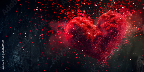 Wallpaper Mural Explosive Valentine's Day Heart Bursting with Red Confetti and Passionate Love, Creating a Spectacular Celebration Torontodigital.ca