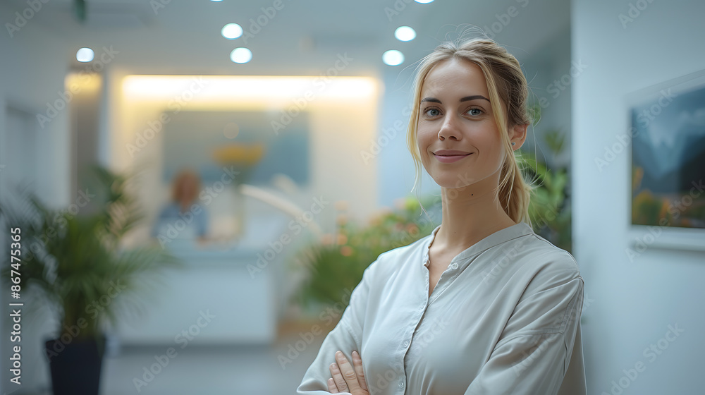 Fototapeta premium woman standing in front of window
