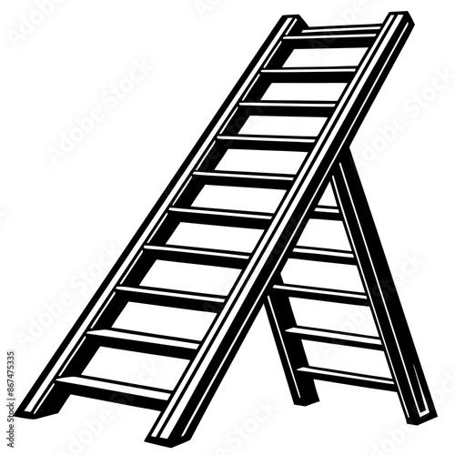 realistic-metal-ladder-on-white-background