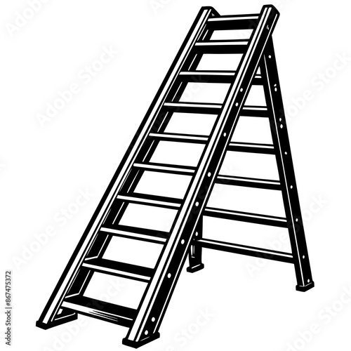 realistic-metal-ladder-on-white-background