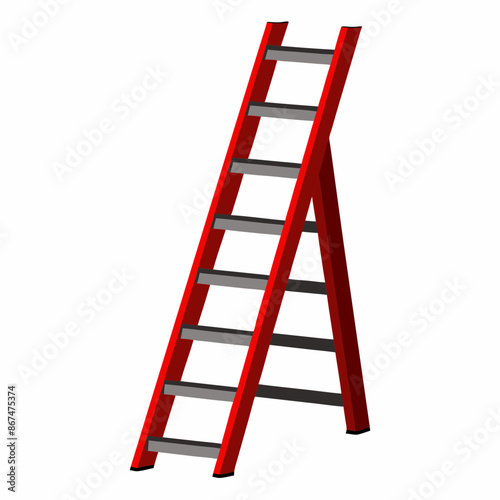 realistic-metal-ladder-on-white-background