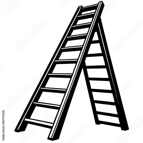 realistic-metal-ladder-on-white-background