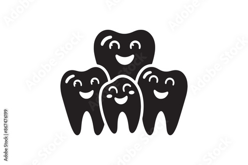 Happy teeth vector silhouette 