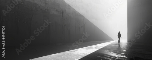 A minimalist composition using negative space to create a sense of depth and mystery, inviting the viewer to interpret the hidden meanings.
