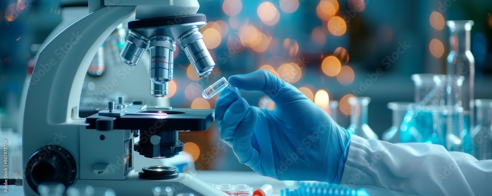 Scientist Using Microscope in Laboratory Scientist Using Microscope in Laboratory