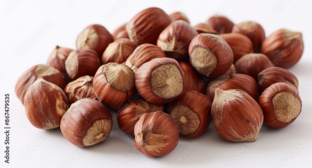 Nutritious Organic Hazelnuts in a Pile, Close-Up Shot Nutritious Organic Hazelnuts in a Pile, Close-Up Shot