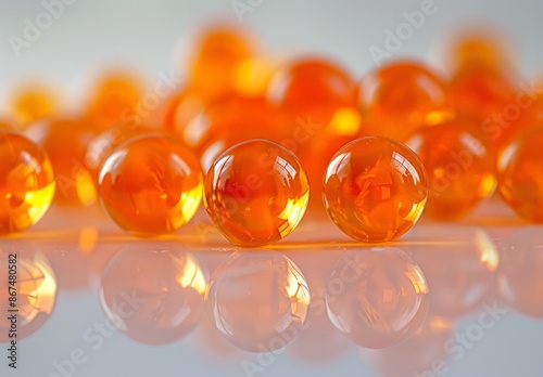  Vitamin Capsules on a Translucent Surface