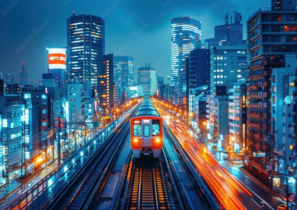 Night Train in the City Lights of Tokyo Night Train in the City Lights of Tokyo