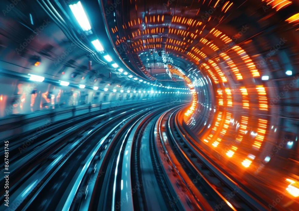 Subway Tunnel with Blurred Lights Subway Tunnel with Blurred Lights