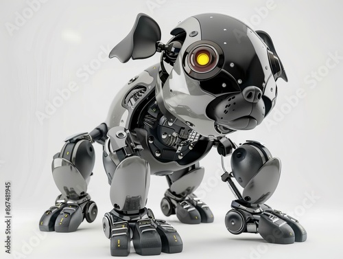 Detailed rendering of a futuristic robotic canine that could be used for wallpaper, background relating to technology photo