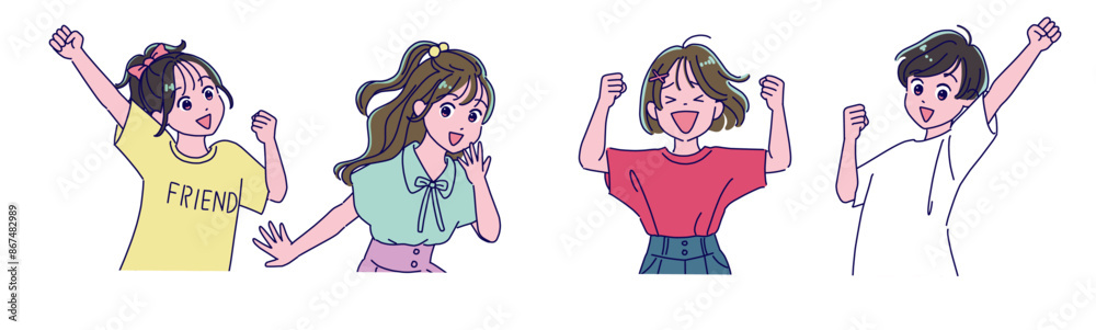 元気にガッツポーズする小学生女子 元気にガッツポーズする小学生女子