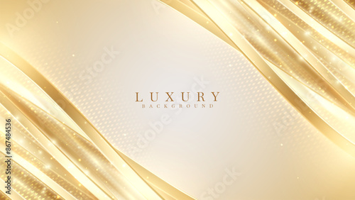 Luxury Abstract Gold Background with Glitter Light Effect Decoration.