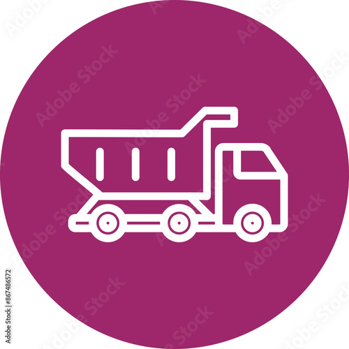 Dump truck Vector Line White Circles Multicolors