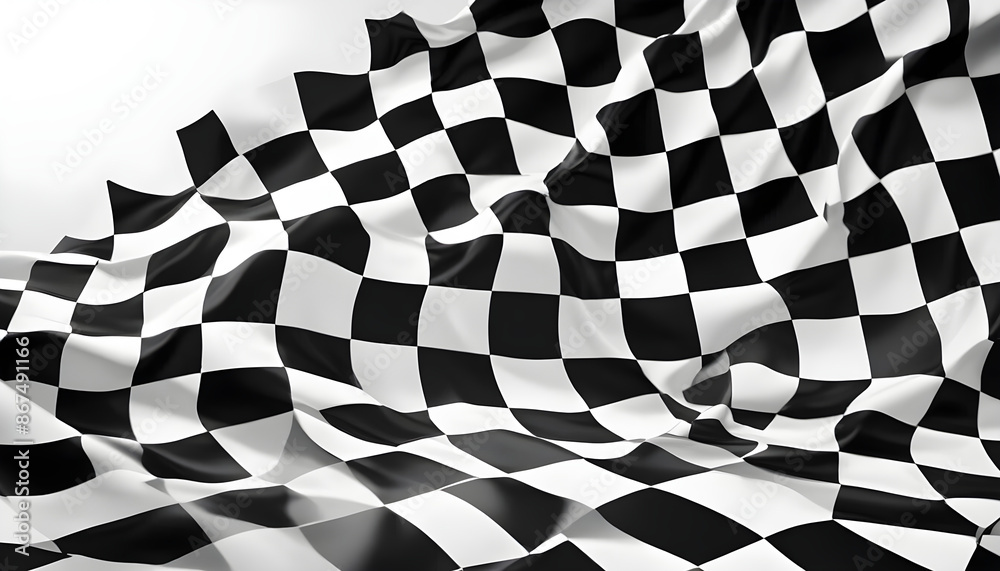 Obraz premium checkered racing wave flag 3d render on white background 2