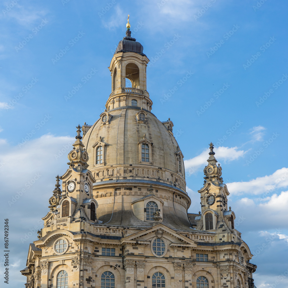 Dome of the baroque Dresden Frauenkirche in the evening light Dome of the baroque Dresden Frauenkirche in the evening light