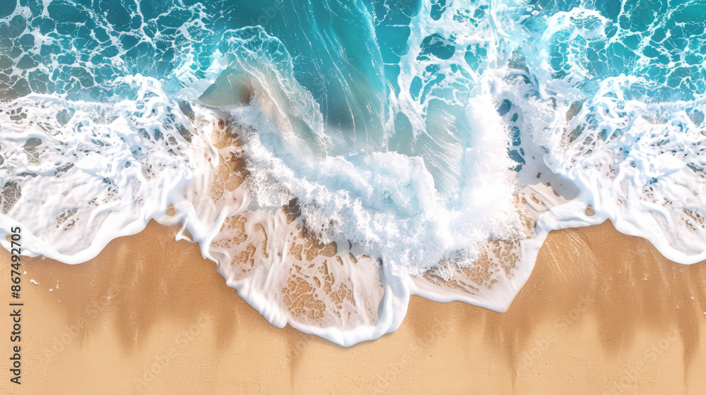 Fototapeta premium top view waves on the beach
