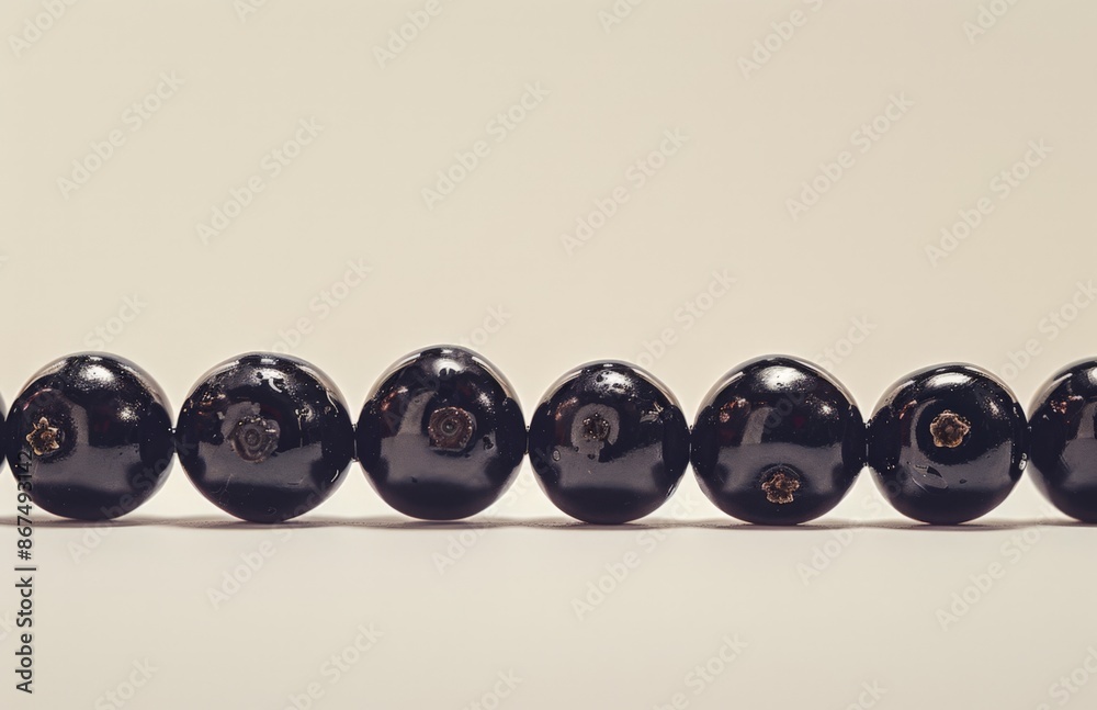 Elegant Display of Black Ornament Balls in a Row Elegant Display of Black Ornament Balls in a Row