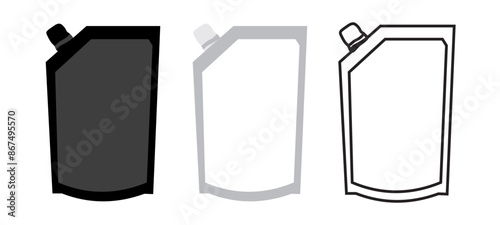Doypack packaging with screw cap. Blank foil drink bags pouches with spout. Ketchup, mayonnaise or mustard. Stand up doy pack mock up