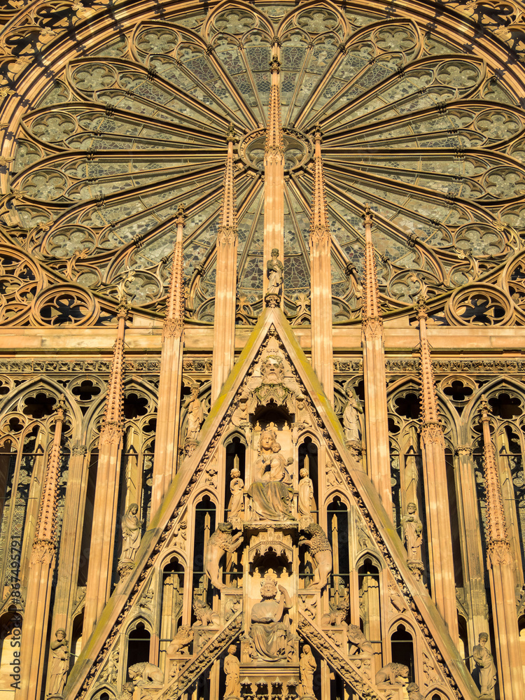 Details of the west facade of the Cathedral of Our Lady of Strasbourg