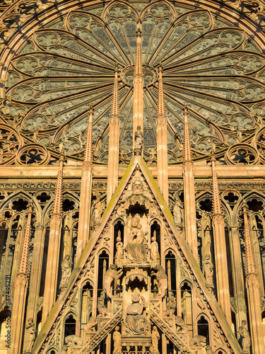 Obraz na płótnie Details of the west facade of the Cathedral of Our Lady of Strasbourg w salonie