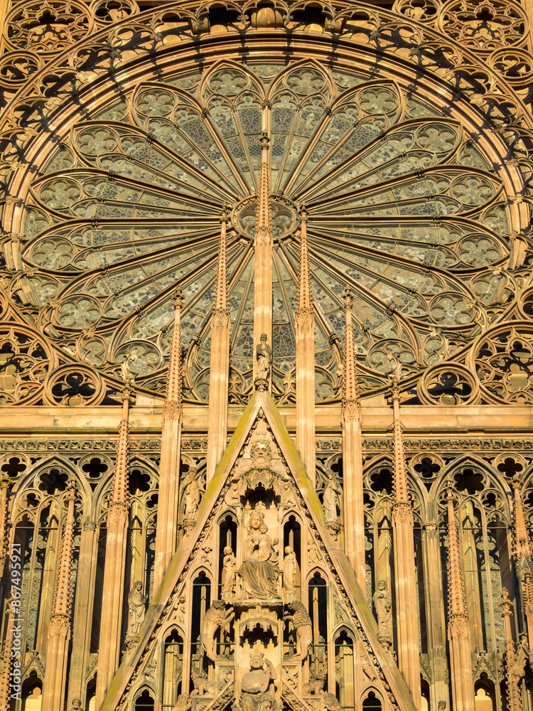 Details of the west facade of the Cathedral of Our Lady of Strasbourg