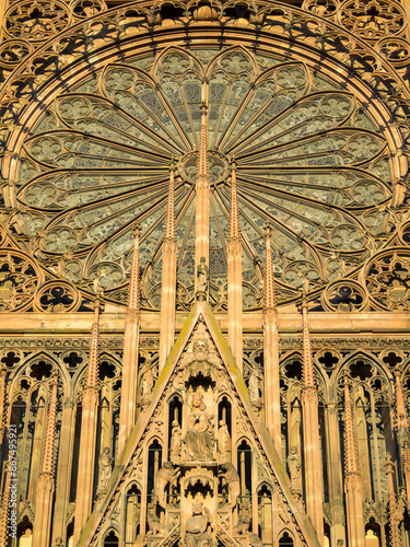 Obraz na płótnie Details of the west facade of the Cathedral of Our Lady of Strasbourg w salonie