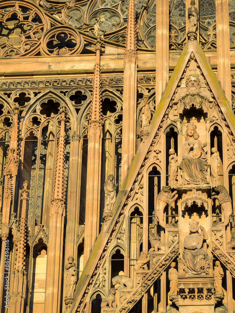 Details of the west facade of the Cathedral of Our Lady of Strasbourg