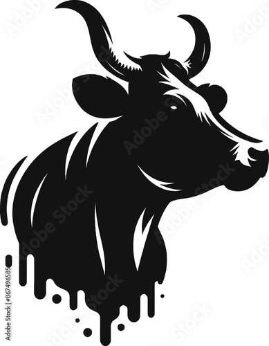 A cow silhouette vector style with white background photo