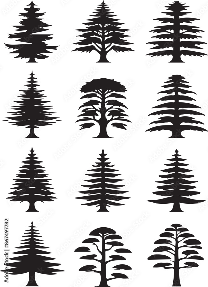 Fototapeta premium Ethereal Tree Silhouette Vector Design Set
