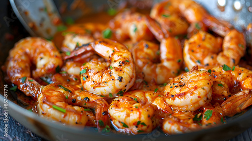 Cajun shrimp served in restaurant