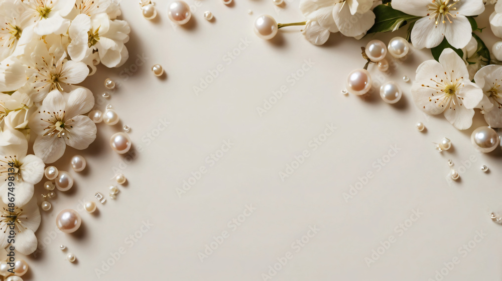 Geometric empty background for product presentation and spring flowering tree branch with flowers Geometric empty background for product presentation and spring flowering tree branch with flowers