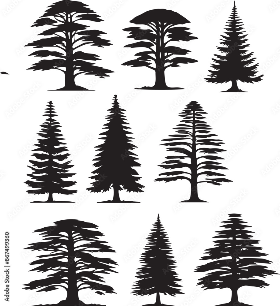 Fototapeta premium Simple Line Art Tree Silhouette Vector Pack