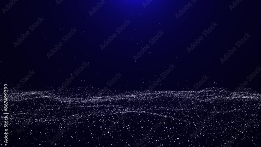Particles wave flowing Cyberspace technology digital connection abstract motion background Concept of science, business, space. data transfer, cloud computing, technology, neural network, science
