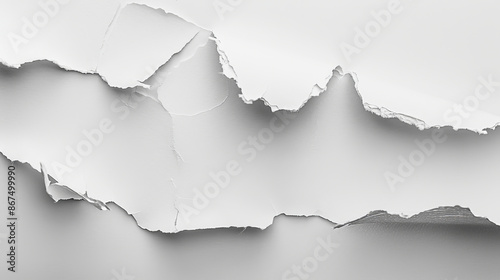 White paper with ripped edges, separate from the background. photo