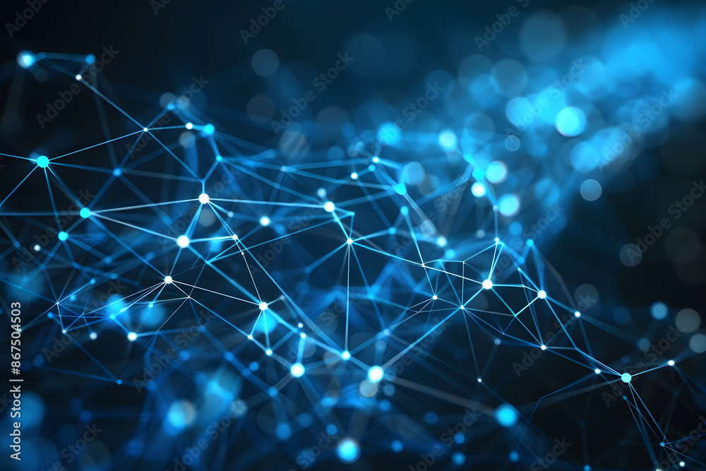 Blue Business Concept Technology Company Promotion Background with Information Nodes Blue Business Concept Technology Company Promotion Background with Information Nodes