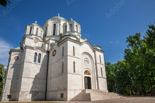 Picture of the Oplenac mausoleum in Topola, Serbia. The St. George's Church in Oplenac, also known as Oplenac, is the mausoleum of the Serbian and Yugoslav royal house of Karađorđević located on top o
