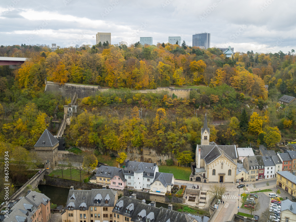 View over Pfaffenthal neighbourhood to Fort Niedergrunewald