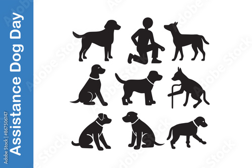 Assistance Dog Day silhouette set