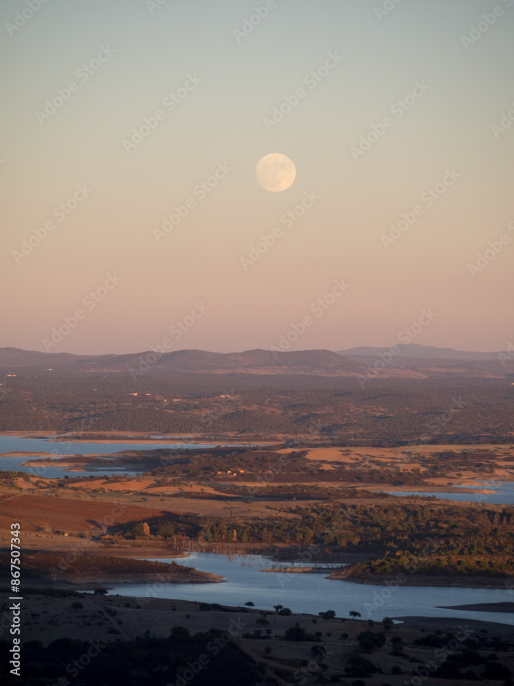 Full moon over Alqueva lake