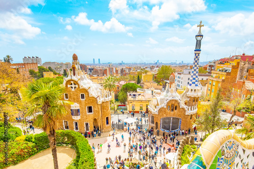 Barcelona city skyline, view from Park Güell