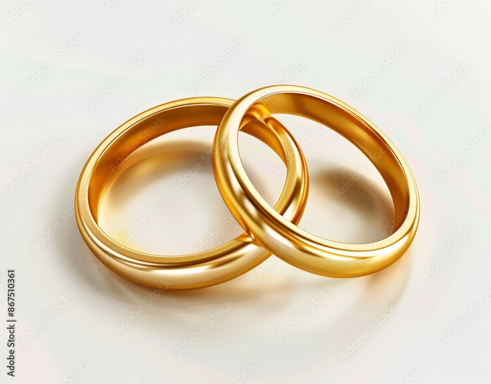 Golden Wedding Rings Set on White Background Golden Wedding Rings Set on White Background