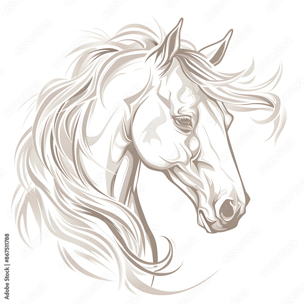 Elegant Stylized Drawing of Horse Head Elegant Stylized Drawing of Horse Head