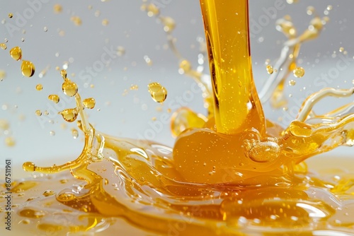 Golden Syrup Splash: Close-up of Syrup Drops in Motion