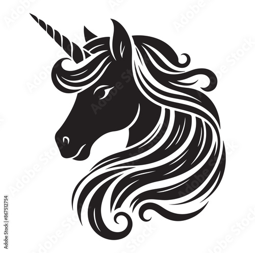 Unicorn face silhouette Vector Isolated Vector Illustration